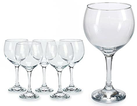 Rammento Set of 6 Cubata Burgundy Glasses - Large Wine Gin Cocktail Drinking Glass 630ml