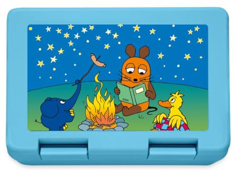Spreadshirt Die Sendung mit der Maus Am Lagerfeuer Brotdose Lunchbox, One size, Saphirblau