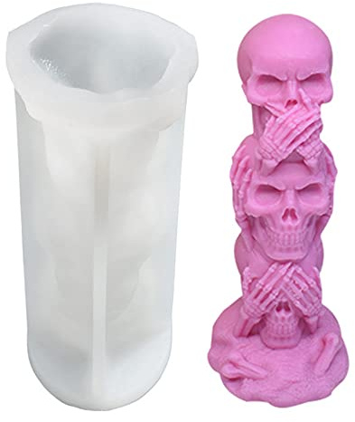 TROYSINC 3D Schädel Kerzenform DIY Schädelkerzenform, Schädelform aus Harz,Kerzenformen für die Kerzenherstellung, Kerzengießform für Halloween Dekoration (B)
