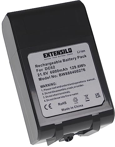 EXTENSILO 1x Batterie Compatible avec Dyson DC74 Animal, DC72, DC74, DC62, DC62 Animal, DC62 Animal Pro aspirateur Noir (6000mAh, 21,6V, Li-ION)