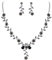 Clearine Damen Hochzeit Schmuck Set Blatt Cluster Blume Kristall Anhänger Halskette baumeln Ohrringe für Braut Schwarz Silber Tone