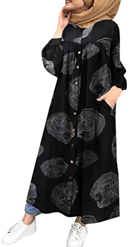 CHENSIYU Muslim Kaftan Damen, Jilbab Kleid Gebetskleidung für Frauen Lässig Maxikleider Oversize Ramadan Robe Islamische Kleidung Elegant Flowy Abendkleid Muslimische Abaya