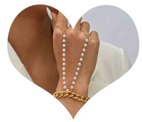 Inateannal Fingerring Armband Perle Handkette Kandare Gliederkette Armband Sklavenarmband Handgeschirr Schmuck Für Frauen Mädchen
