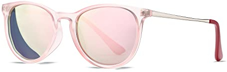 HJSTES Polarized Kids Sunglasses for Girls Boys, 100% UV Protection for Children Age 3-9(Pink Frame/Pink Mirrored)