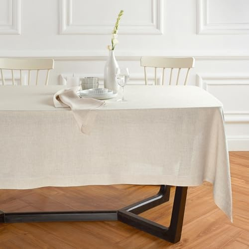 Solino Home Leinen Rustikale Tischdecke 70x132 Zoll,100% reines Leinen vorgewaschene Flachs Tischdecke für Sommer, Küche, Buffet, Esszimmer, Indoor,Sonoma, handgefertigt aus natürlichem Stoff
