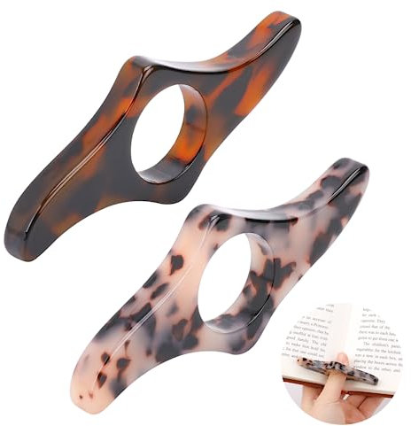 Resin Book Page Holder, 2 Pieces Handmade Thumb Book Page Open Rings Tool Tortoiseshell Style Reading Accessories Bookmark Gifts for Women Readers, Book Lovers Bookworm Literary Students Teachers