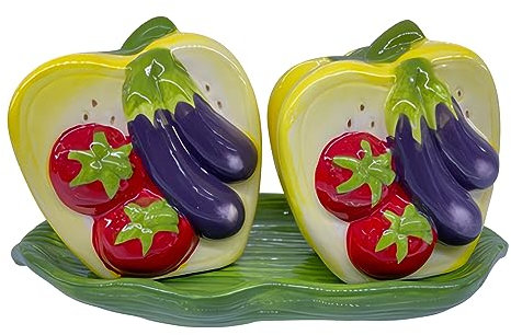 Novelty Ceramic Vegetable Salt and Pepper Shakers Set (Yellow Pepper)
