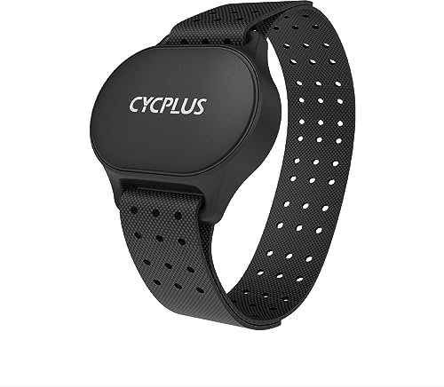 CYCPLUS Heart Rate Monitor Armband,Bluetooth 5.1 ANT+ HR Monitor with HR Zone LED Indicator, IP67 Waterproof, Use for Running Cycling Gym and Other Sports