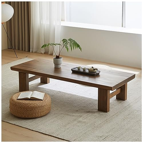 PetterShop Japanischer Bodentisch, Vintage Teetisch Niedriger Tisch, rechteckiger Stil Tatami Tisch oder Sitzen auf dem Boden Akzent Möbel (Color : B, S : 140x60x38cm)
