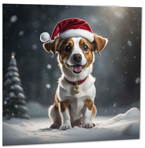 Jack Russell WeihnachtskarteNiedliche Weihnachtskarten mit Hund, festlich, 145 x 145 mm