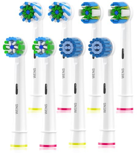 WENS Sensitive Aufsteckbürsten Kompatibel mit Oral b Elektrische Zahnbürste, Zahnbürstenköpfe Geeignet für Oral-B Pro1000/2000, 2 Sensitive, 2 Precision, 2 Floss, 2 Cross, Weiß 8er