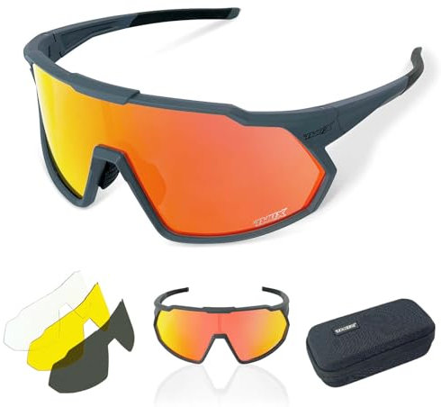 TWO-X Speed Sportbrille unisex Fahrrad-Brille Spiegel Rad-Sonnenbrille Full grau irridium
