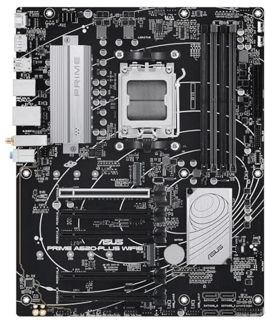 ASUS Prime A620-PLUS WIFI6 AMD A620 AM5 ATX Motherboard, DDR5, PCIe 4.0, Dual M.2 Slots, WiFi 6, DisplayPort/HDMI™, Rear & Front USB 5Gbps Type-C, SATA 6 Gbps, Two-Way AI Noise Cancelation, Aura Sync