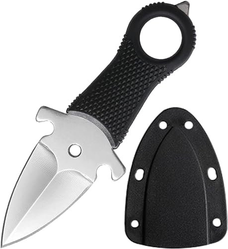 STARSAY Neck Knife Messer,Mini Outdoor Survival Messer mit Kydexscheide und Kugelkette, Full Tang Kleine Feststehendes Klinge Bushcraft Jagd Scharf Halsmesser für Camping (Weiß)