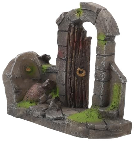 Kisangel Aquarium Dekoration Aus Resin Mit Antikem Türornament Landschaftsornament Für Aquarien Teiche Und Terrarien Als Versteck Für Fische Natürlichen Gestaltung