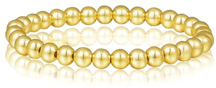 MILAKOO Gold Bead Armbänder für Frauen 6mm Stretch kugelarmband Stahl Gold Freundschaftsarmband mit Muschel Perlen Anhänger