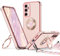 XYZ Cover per Samsung Galaxy A35 5G, con Supporto ad Anello Doppio Cuore, con Cordino per Ragazze e Donne, Cover Protettiva di Lusso Simpatica e Scintillante per Samsung A35 5G, Rosa