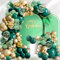 Kit de guirlande d'arche de ballons verts et dorés, 145 ballons métallisés dorés et vert émeraude pour fête d'anniversaire et décorations de fête prénatale, thème jungle safari