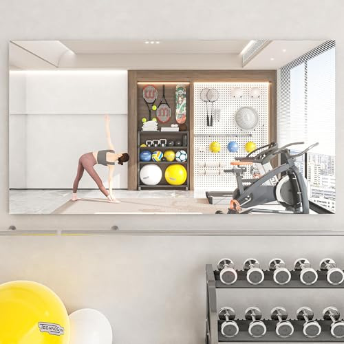 Hasipu Home Gym Workout Mirror 72 L x 36 W-1pc Large Full Length Mounted Full Body Frameless Mirror for Workout, Yoga, Garage, Bedroom, Dance