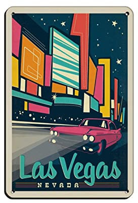 Metall-Blechschilder Las Vegas Nevada, Reise-Blechschilder, Wanddekoration für Café, Bar, Pub, Zuhause, 30 x 43 cm