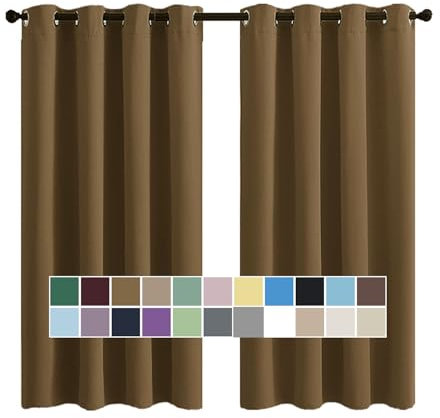 CHENG Thermogardine Mit ÖSen, Dicker Vorhang, Verdunkelnd Thermo Schalldämmend, für Wohnzimmer Schlafzimmer Tür, 200x160cm(HöhexBreite), Braun, 2er Set