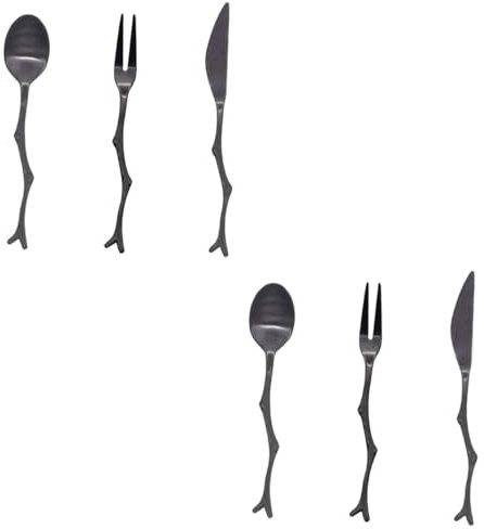 Alipis 6 Piezas juego de cuchara y tenedor cuchillería llave inglesa tenedores cubiertos cucharas de cafe tenedores de aperitivo vajilla equipo talheres aco inocidavel de frutas