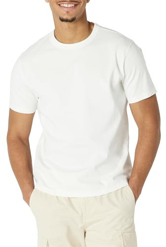 Amazon Essentials Men's Relaxed-Fit Heavyweight Cotton T-Shirt, White, M