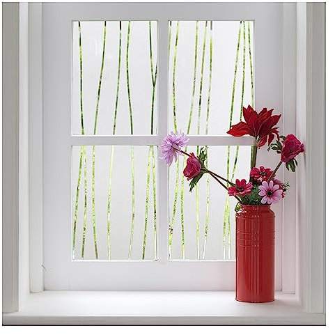 Finnez Window Film Privacy Static Self Adhesive Window Film, Decorative Film with Irregular Stripes, Matte Opaque UV Protection, 115 x 200 CM