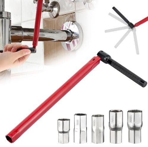 KQWVZ 6Pcs Chiave Rubinetto Lavello, Chiave per Dadi Rubinetti, Chiave per Rubinetto Sottolavello, Chiave a Tubo per Rubinetti, Utensile per L'installazione dei Rubinetti 8-12 MM (A)