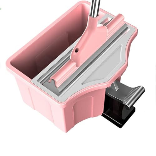 BMDOZRL Mocio Mocio in Spugna Non Lavabile a Mano in Acciaio Inossidabile con Pedale, Tipo Acqua, Assorbente for Uso Domestico, mocio for Pavimenti(Rosa)