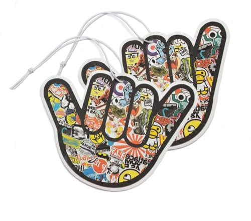 VmG-Store 2er Set Lufterfrischer Duftbaum Tuning fürs Auto Duftspender Air Freshener Duft lustiger Anhänger Design (176 Shaka Hands sticker)