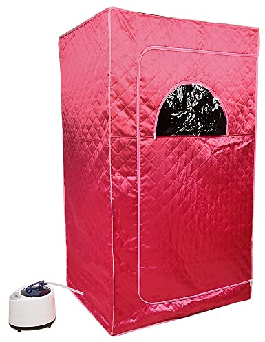 Bastu för hemmet, bärbar bastu, bastu, bastutält med fjärrkontroll | ångbastu med förångare (röd-ångbastu – 100 x 80 x 170 cm)