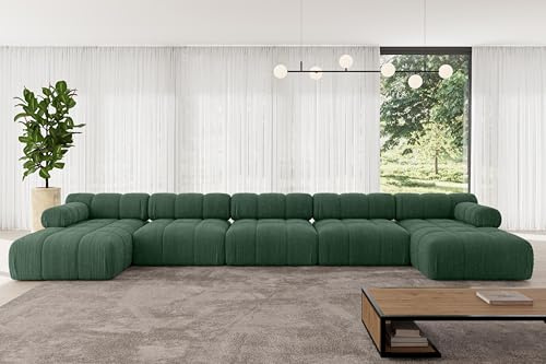 ALTDECOR Modulares Sofa Ecksofa in U-Form Corner modular Sofa Eckcouch Couch Wohnlandschaft Cauchsofa Polstersofa Tesso-U3-475x160x70 cm Grün
