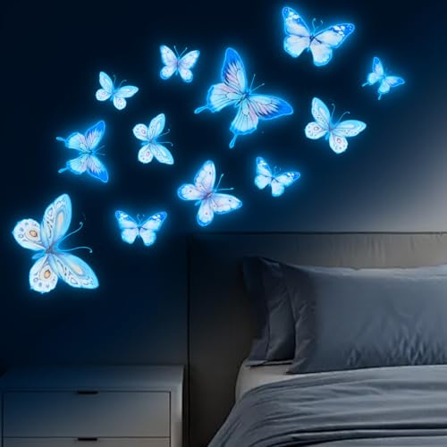 STNRST-IN Schmetterlinge Leuchtend Wandtattoo, Blau Luminous Wandsticker