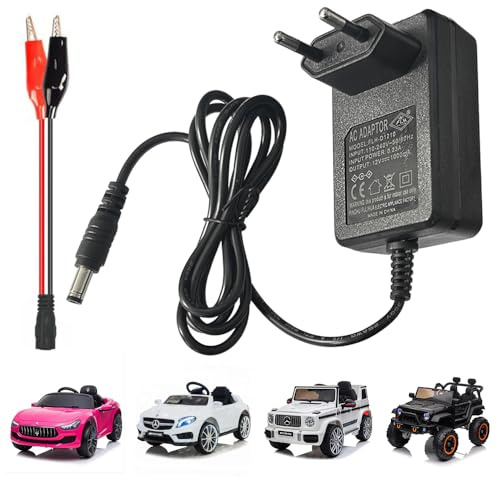 POLYNX Chargeur 12 V 1 A pour Voiture Électrique pour Enfants, Jouet, Bloc d'Alimentation 12 V