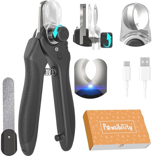 Pawsibility Pet Nail Clipper PRO 2026 -​​ ​​Quick-Vision LED Light | 2-Stage Adjustable Professional-Grade Blade | Adjustable Magnifier Safety Guard - for Cats, Small, Medium and Large Dogs​ - Black