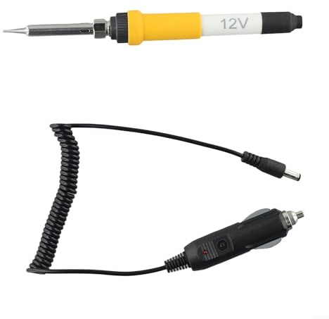 12V DC Electric Soldering Iron 60W with Ceramic Heating Element and Silicone Handle for Car Power Socket Use in Wiring Repair
