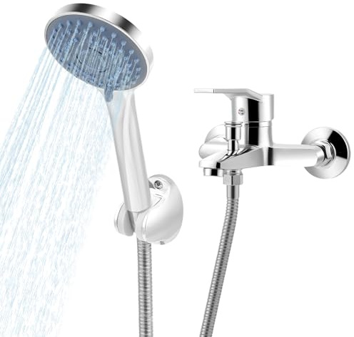 Wasserhahn Badewannenarmatur mit 3 Strahlarten Handbrause, Badewannen Amaturen mit 1.5m Wandhalterung, Badewannenarmatur mit Handbrause Mischbatterie Dusche Duscharmatur Set für Bad