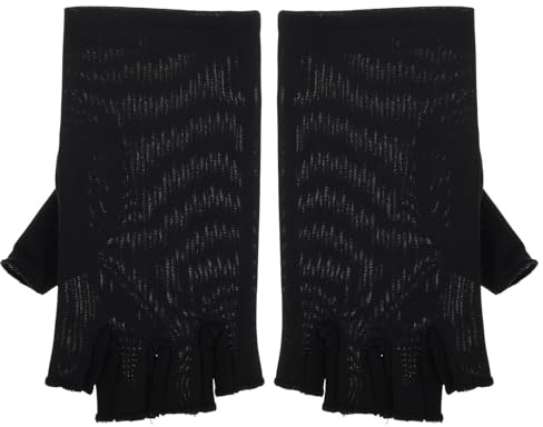 SOESFOUFU UV Schutzhandschuhe für Damen mit Halbem Finger Elastische Fasern Rutschfest Vielseitig für Autofahren Angeln und Outdoor Aktivitäten 1 Paar Schwarz