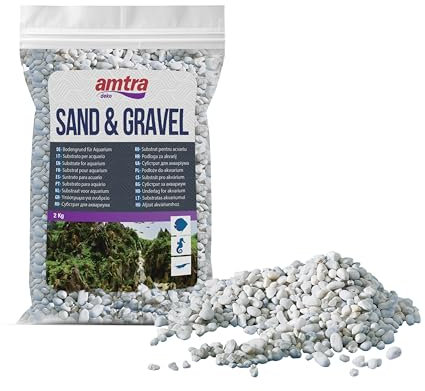 Croci Amtra Gravel NOA - Natürlicher Aquarienkies, dekorativer Bodenbelag, weiße grobe Körnung 4-8 mm, Format 2kg