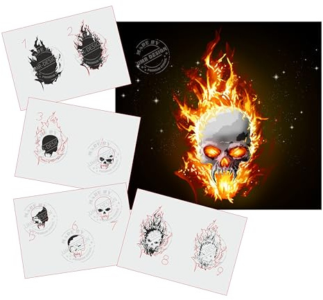 UMR-Design AS-326 Flames Airbrush Schablone Step by Step Grösse S