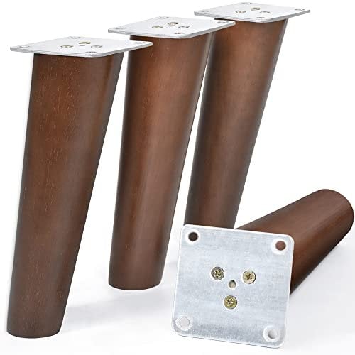 Wood Sofa Legs 20cm Pack of 4 Walnut Finished Furniture Leg Replacement Legs for Dresser Cabinet