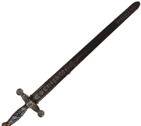 FIESTAS GUIRCA | Mittelalter Schwert mit Scheide (75 cm) – Accessoire für Ritter, Krieger, Pirat, Wikinger, Korsar, Historisches Cosplay, Karneval, Halloween – Erwachsene Kinder