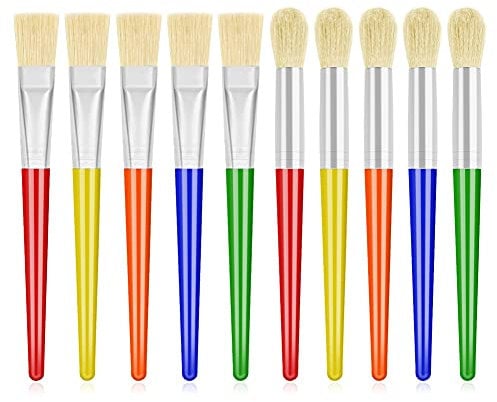 10Pcs Paint Brushes for Kids, Anezus Children Paint Brushes Toddler Large Chubby Paint Brushes Round and Flat Preschool Paint Brushes for Washable Paint Acrylic Paint