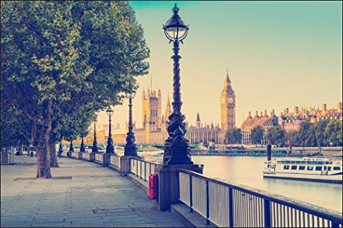 Muralo Fototapete Stadt London 240 x 360 cm Vlies Tapete Wandtapete Fluss London Brücke Wohnzimmer Schlafzimmer Moderne Wandbild Architektur Wand Dekoration