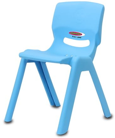 JAMARA 460583 Kinderstuhl Smiley - bis 100 KG belastbar, Kinderstuhl Indoor-/Outdoor geeignet, Schreibtischstuhl Kinder Stuhl, Kinder Gartenstuhl, Stapelbar, Kippsicher, Blau