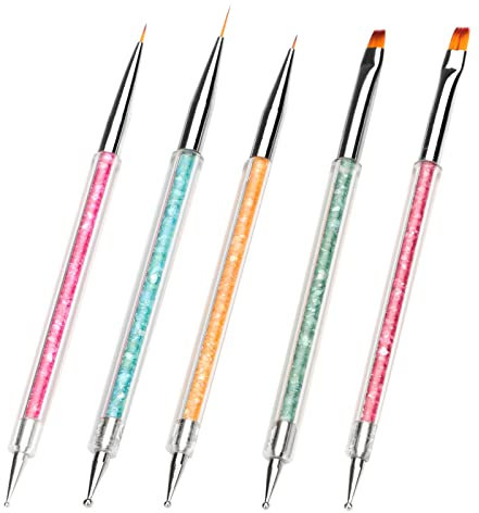 5pcs Nail Art Brushes,Nail Dotting Tools,Double Ended Nail Art Pens Kit Gel Nails,Nail Polish Pens Paint Manicure Beauty Nail Art Tools Nail Accessories