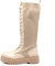IF Fashion Stivali Anfibi Alti Combat Scarpe da Donna Platform Elasticizzati Stringati Calzino 1329 Beige N.41