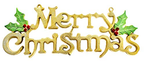 Amosfun Merry Christmas Schild Weihnachtsbaum Anhänger 30cm Golden Christbaumschmuck Hängende Weihnachtsdeko Weihnachtsbaumschmuck Weihnachten Party Festival Tür Fenster Kamin Dekoration