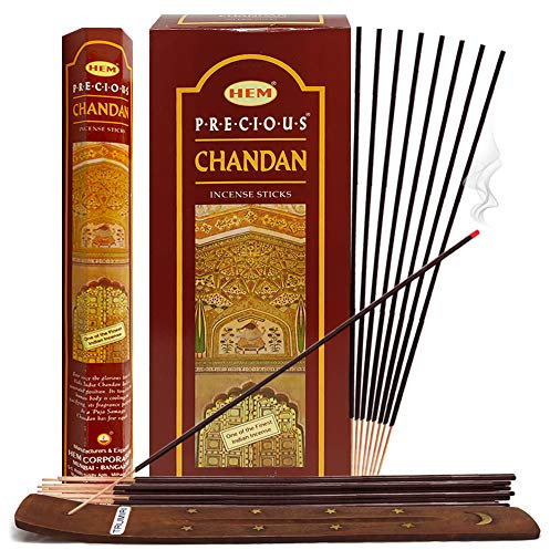 Precious Chandan (bois de santal indien) Bâtons d'encens et support pour bâtons d'encens
